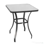 Outsunny Masa pentru gradina cu suprafata din sticla tratata termic, Neagra, 68.5x68.5x84cm