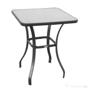 Outsunny Masa pentru gradina cu suprafata din sticla tratata termic, Neagra, 68.5x68.5x84cm 