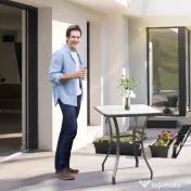 Outsunny Masa pentru gradina cu suprafata din sticla tratata termic, Neagra, 68.5x68.5x84cm 