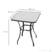 Outsunny Masa pentru gradina cu suprafata din sticla tratata termic, Neagra, 68.5x68.5x84cm 