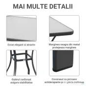 Outsunny Masa pentru gradina cu suprafata din sticla tratata termic, Neagra, 68.5x68.5x84cm 