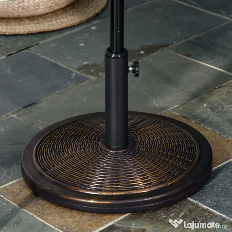 Outsunny Bază Umbrelă 14kg, Ciment și Plastic, Efect Ratan, Bronz | Aosom Romania