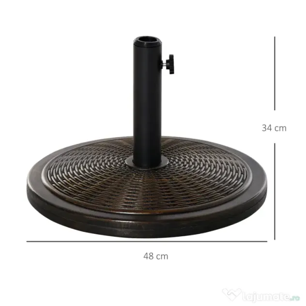 Outsunny Bază Umbrelă 14kg, Ciment și Plastic, Efect Ratan, Bronz | Aosom Romania