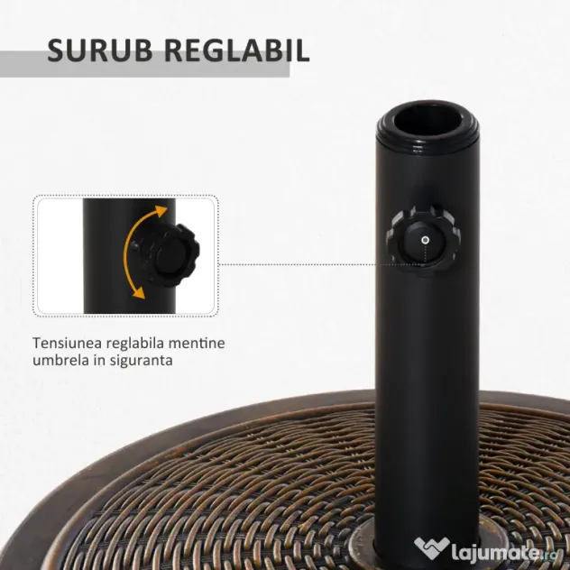 Outsunny Bază Umbrelă 14kg, Ciment și Plastic, Efect Ratan, Bronz | Aosom Romania