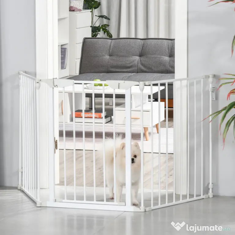 PawHut Gard Pliabil și Modular pentru Câini cu 3 Panouri Alb | Aosom Romania