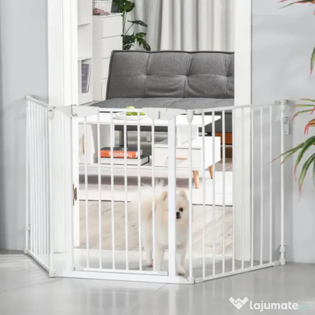 PawHut Gard Pliabil și Modular pentru Câini cu 3 Panouri Alb | Aosom Romania