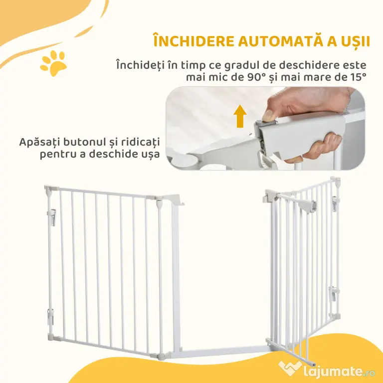 PawHut Gard Pliabil și Modular pentru Câini cu 3 Panouri Alb | Aosom Romania