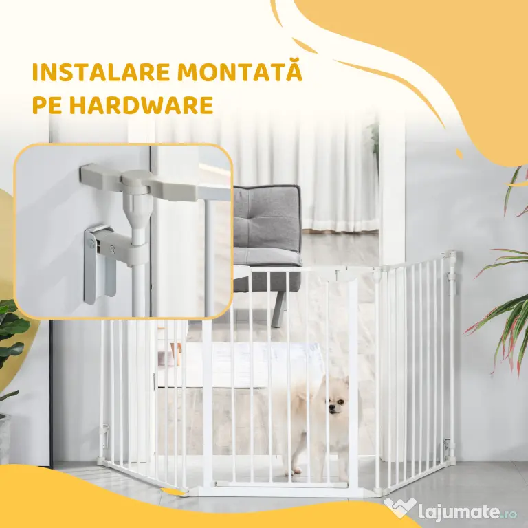PawHut Gard Pliabil și Modular pentru Câini cu 3 Panouri Alb | Aosom Romania