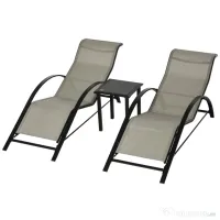 Outsunny Set 2 sezlonguri si masuta, 59x169x66 cm, negru | Aosom Romania 