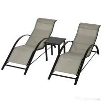 Outsunny Set 2 sezlonguri si masuta, 59x169x66 cm, negru | Aosom Romania