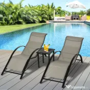 Outsunny Set 2 sezlonguri si masuta, 59x169x66 cm, negru | Aosom Romania 