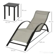Outsunny Set 2 sezlonguri si masuta, 59x169x66 cm, negru | Aosom Romania 