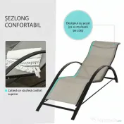 Outsunny Set 2 sezlonguri si masuta, 59x169x66 cm, negru | Aosom Romania 