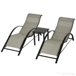 Outsunny Set 2 sezlonguri si masuta, 59x169x66 cm, negru