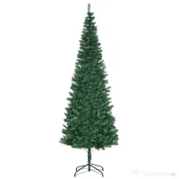 Brad de Craciun Artificial 210cm 631 Ramuri Dese din PVC ecologic, Baza Ф50, Verde, Decoratiune de Craciun HOMCOM | Aosom Romania 