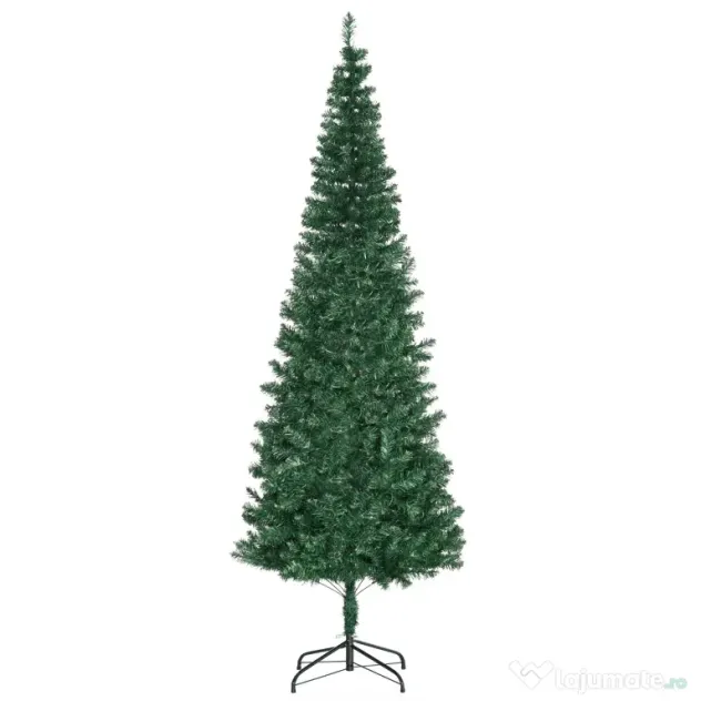 Brad de Craciun Artificial 210cm 631 Ramuri Dese din PVC ecologic, Baza Ф50, Verde, Decoratiune de Craciun HOMCOM | Aosom Romania
