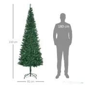 Brad de Craciun Artificial 210cm 631 Ramuri Dese din PVC ecologic, Baza Ф50, Verde, Decoratiune de Craciun HOMCOM | Aosom Romania 