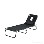 Outsunny sezlong cu decupaj pentru fata,190x56x28 cm, negru