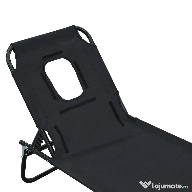 Sezlong cu decupaj Outsunny,190x56x28 cm, negru | Aosom Romania