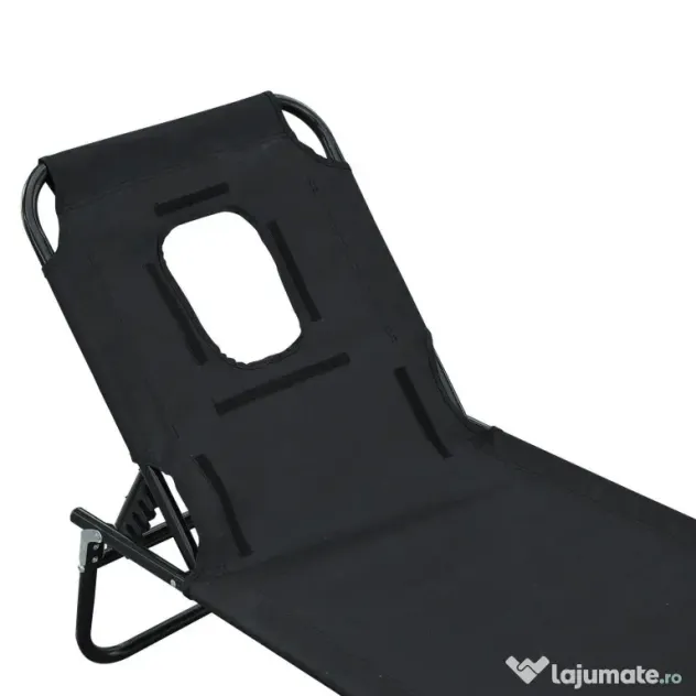 Sezlong cu decupaj Outsunny,190x56x28 cm, negru | Aosom Romania