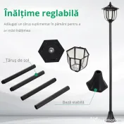 Outsunny Lampa de Extern cu 6 Lumini LED Pornire Automata Impermeabil 
