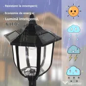 Outsunny Lampa de Extern cu 6 Lumini LED Pornire Automata Impermeabil 