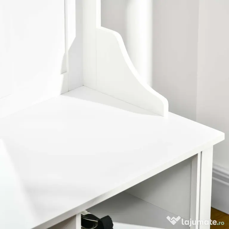 HOMCOM Mobilier de Hol cu Cuier și Oglindă, Design Modern, Spațiu de Depozitare, 80x40x170 cm, Alb | Aosom Romania