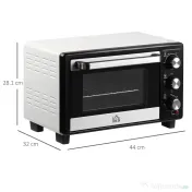 Homcom Cuptor Electric Ventilat – 44×32×28 cm, Cu Tava & Gratar 