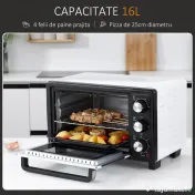 Homcom Cuptor Electric Ventilat – 44×32×28 cm, Cu Tava & Gratar 