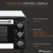 Homcom Cuptor Electric Ventilat – 44×32×28 cm, Cu Tava & Gratar 