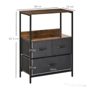 HOMCOM Comoda multifunctionala cu 3 sertare pliante din material textil 58x29x81.5cm 