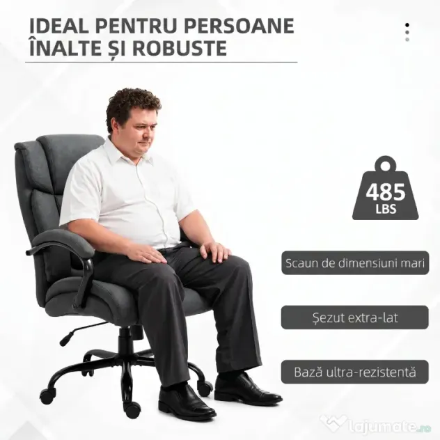 Vinsetto Scaun de birou ergonomic din material tip in, 220 kg, rotativ, reglabil pe înălțime, gri deschis | Aosom Romania
