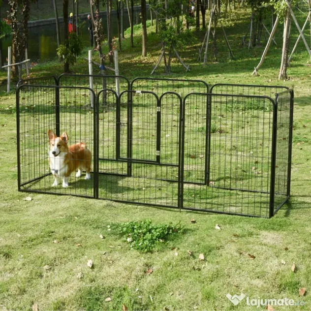 PawHut Tarc Modular Metalic pentru Animale, Flexibil și Ușor de Configurat, Dimensiuni 79x100 cm, Negru | Aosom România