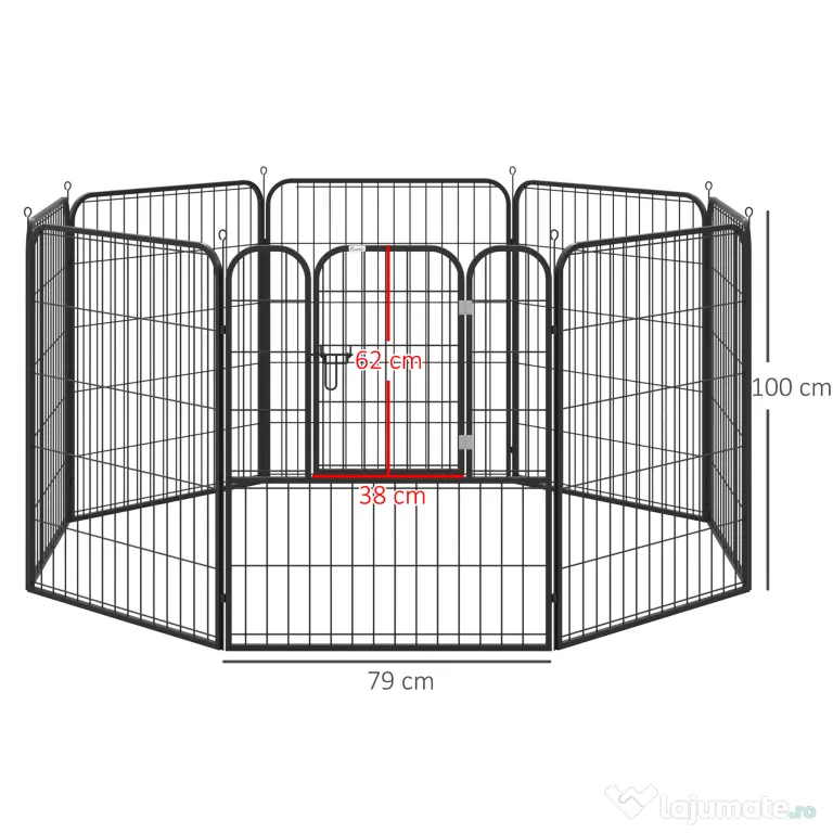 PawHut Tarc Modular Metalic pentru Animale, Flexibil și Ușor de Configurat, Dimensiuni 79x100 cm, Negru | Aosom România