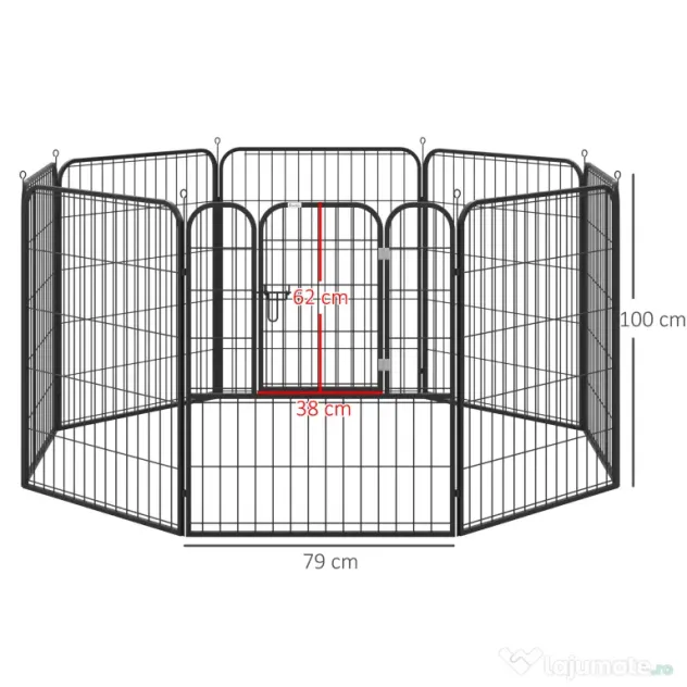 PawHut Tarc Modular Metalic pentru Animale, Flexibil și Ușor de Configurat, Dimensiuni 79x100 cm, Negru | Aosom România