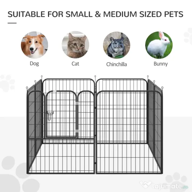 PawHut Tarc Modular Metalic pentru Animale, Flexibil și Ușor de Configurat, Dimensiuni 79x100 cm, Negru | Aosom România