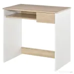 Homcom Birou PC Alb & Stejar 80×45×75 cm – Ideal Dormitor sau Acasa