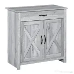 HOMCOM Bufet de Bucătărie în Stil Country, Dulap Multifuncțional de Depozitare cu Vitrină, Rafturi și Sertare, Comodă Dining din Lemn