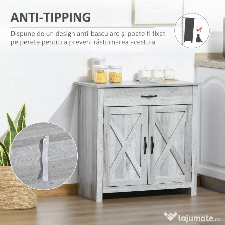 HOMCOM Bufet de Bucatarie Stil Country, Mobilier Multifunctional | Aosom Romania