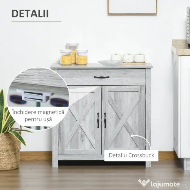 HOMCOM Bufet de Bucatarie Stil Country, Mobilier Multifunctional | Aosom Romania