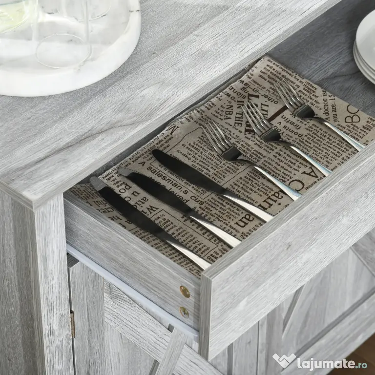 HOMCOM Bufet de Bucatarie Stil Country, Mobilier Multifunctional | Aosom Romania