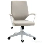 Vinsetto Scaun Birou Ergonomic cu Înălțime Reglabilă, Pivotant la 360° și Legănare, 62x69x92-100 cm, Bej