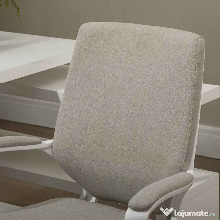 Vinsetto Scaun Ergonomic de Birou, Reglabil în înălțime Pivotant 360° cu Legănare, 62x69x92-100 cm, Bej | Aosom Romania