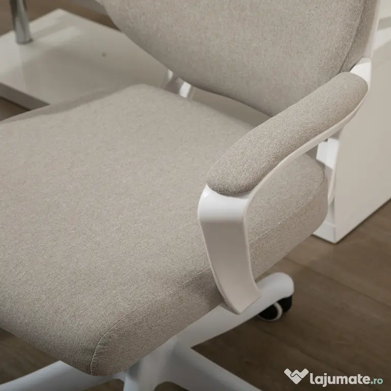 Vinsetto Scaun Ergonomic de Birou, Reglabil în înălțime Pivotant 360° cu Legănare, 62x69x92-100 cm, Bej | Aosom Romania