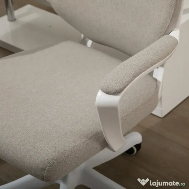 Vinsetto Scaun Ergonomic de Birou, Reglabil în înălțime Pivotant 360° cu Legănare, 62x69x92-100 cm, Bej | Aosom Romania