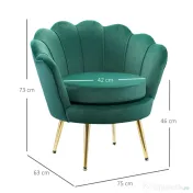 Fotoliu Vintage HOMCOM cu Design din Catifea Verde Fotoliu de Dormitor cu Spatar Inalt 75x63x73cm | Aosom RO