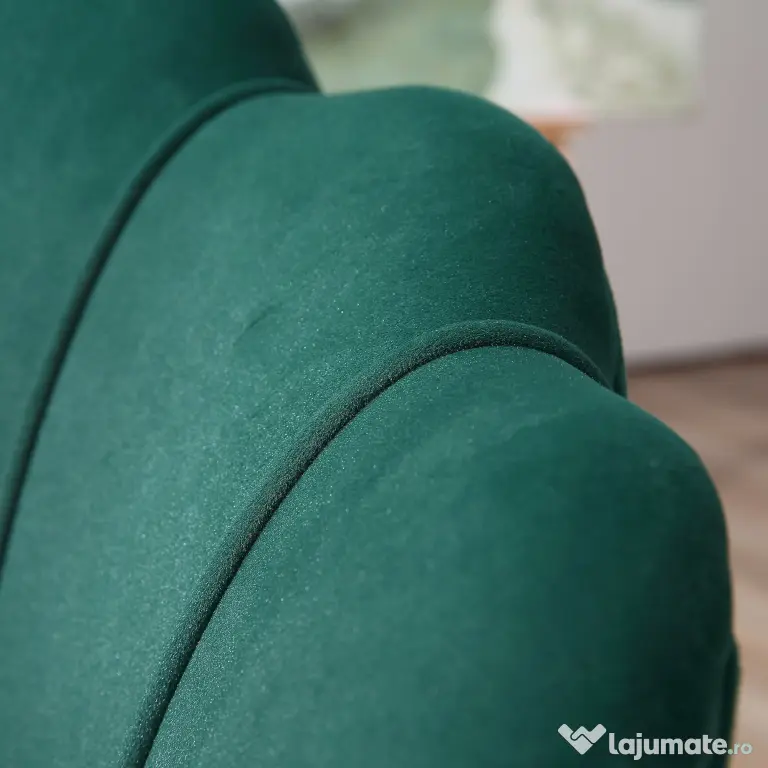 Fotoliu Vintage HOMCOM cu Design din Catifea Verde Fotoliu de Dormitor cu Spatar Inalt 75x63x73cm | Aosom RO