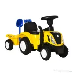 HOMCOM Tractor pentru Copii Prevazut cu Loc cu Remorca Varsta 12-36 Luni Galben