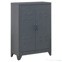 Dulapior Multifunctional cu 2 Usi Stil Industrial, Dulapior Metalic pentru Casa si Garaj - Gri, 75x33x110cm HOMCOM | Aosom RO