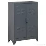 HOMCOM Dulapior Multifunctional cu 2 Usi Stil Industrial, Dulapior Metalic pentru Casa si Garaj - Gri